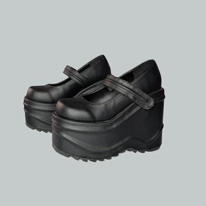 Size 9 Demonia Mary Jane Wave Wedge Platform Shoes